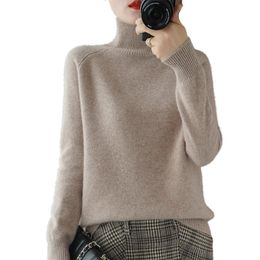 Sweater Women's Turtleneck Pullover Long Sleeved Raglan Solid Colour Wool Tops Fall Winter Thick Knitted Bottoming Shirt 210914