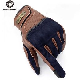 Uglybros Comfortable Motorcycle Gloves Cowhide Outdoor Driving Motorbike Gloves Moto Protective Gloves Long Rides gants moto H1022