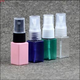 10ml Pink Plastic Spray Perfume bottle Originales Refillable Vaporizador Square Setting Parfum Wome Empty bottlesgood qty