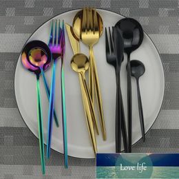 Gold Cutlery 32pcs Knife Fork Spoon Set 18/10 Stainless Steel DinnerSet Rainbow Dinnerware Western Kitchen Tableware1 Factory price expert design Quality Latest