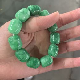 Natural Emerald Bucket beads Elastic Bracelet Jewellery Fashion Accessories Hand knitted DIY Amulet Gifts Women Men Luck Bangle