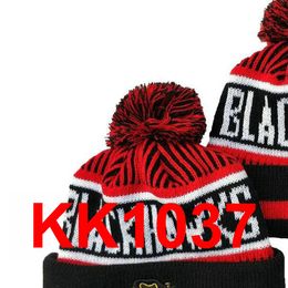 2021 BLACKHAWKS gorro de hóquei vermelho da equipe norte-americana com remendo lateral inverno lã esporte gorro de malha bonés de caveira a