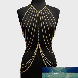Multi Layer Full Female Body Chain Harness Shiny Sexy Belly Accessories Gold Color Women Fashion Waist Jewelry Factory price expert design Quality Latest Style