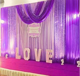 Party Event Decortion Sparkly Bling 3Mx6M Wedding Backdrop curtains with Silver Purple Sequins swag Celebration Stage Performance Background props