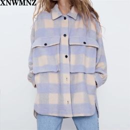 autumn red Plaid coats and jackets women streetwear fashion Long Sleeve office Oversized Outerwear High quality 210520