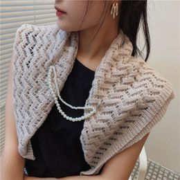 Bow Ties Women Knitted Solid Sweater Sleeveless Fake Collar Colour Simple Female Scarf-collar Soft False Collars Neck Guard Scarves