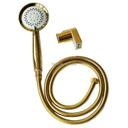 3 Function High Quality Gold Plated Hand Held Shower Head Hose and Bracket Holder Antique Gold Sprayer Multifunction Function 210724