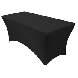 2pcs Black Stretch Spandex Table Cover Cloth 6ft for Standard Folding Tables - Universal Rectangular Fitted Tablecloth Protector for Wedding Banquet Party