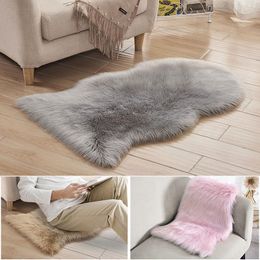 Carpets Irregular Shape Soft Artificial Sheepskin Rug Carpet Chair Cover Wool Warm Hairy Fur Area For Living Room