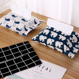 Tissue Boxes & Napkins 4 Pcs Box Japanese Style Cotton Linen Paper Towel Holder Foldable Fabric Napkin Storage Container Desktop Sto