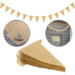 13/20/30/ 48/52pcs DIY Burlap Bunting Banners Home Decoration Triangular Jute Flags Festival Wedding Party Photography Props Celebration Banner