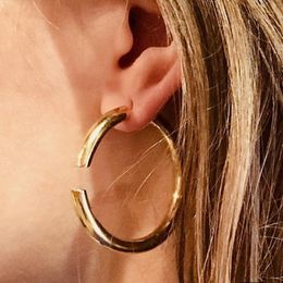 Hoop & Huggie Minimalist Big/Small Geometric Round Earrings High Polished C Shaped Titanium Steel Piercing Jewellery