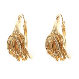 Hoop & Huggie Stylish Gold Color Statement Earrings Irregular Grooved Circles Large Chunk Jewelry