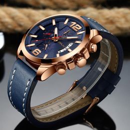 Wristwatches CRRJU Chronograph Watch Men Top Fashion Sport Waterproof Military Leather Wristwatch Relogio Masculino