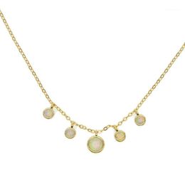 Chains Fashion Pure 925 Sterling Silve Jewelry Natural Round White Opal Charm Paved Luxury Women Necklace For Wedding Valentine Gift