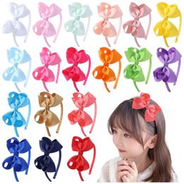 20Colors Solid Ribbon Bowknot Headbands Hairbands For Girl Handmade Hair Hoop Headwear Kids Hair Accessories