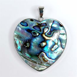 Heart Shape Pendant Genuine Abalone Natural Blue Green Paua Shell the ear of sea 5 Pieces