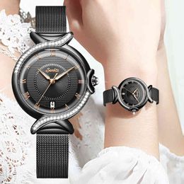 Women Watch SUNKTA Top Luxury Brand Steel Mesh Waterproof Ladies Watches Flower Quartz Female Wristwatch Charming Girl Clock 210517