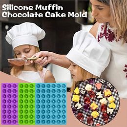 doughnut mold UK - 48 Slots Silicone Rectangle Donut Moulds Simulation Mini Doughnuts Chocolate Mould Easy Demoulding Kitchen Baking Mold Tools Multi Color
