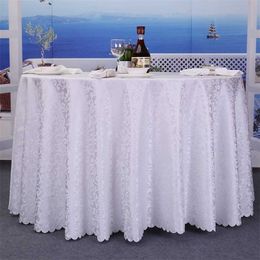 Polyester Jacquard Tablecloth el Wedding Banquet Party Decoration Round White Covers Overlays Printed Home Decor 211103