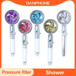 New Upgrade Shower Head 360 Degrees Rotating With Small Fan ABS Rain High Pressure Spray Nozzle Bathroom Faucet Accessories H1209