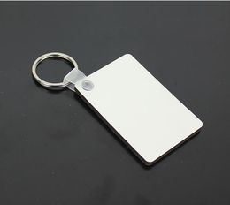 Sublimation Blank Keychain MDF Square Wooden Party Favour Pendant Thermal Transfer Double-sided Ring White DIY Gift 60*40*3mm