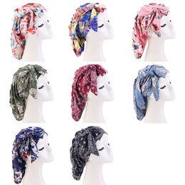 Bohemian Style Slouchy Turban Graffiti Print Baggy Turban Cap Headscarf With Band Tie Headwrap For Women Hair Accessories