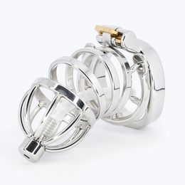 For Couple Chastity Device Stainless Steel Cage Cock Cage Erotic Device cock Prison Penis Ring Sex Toys for Men Lock Cock Rings 210408