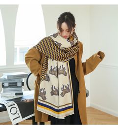 Thick Warm Female Blanket Stoles Women Winter Cashmere Scarf Design Comfortable Touch Print Pashmina Shawls and Wraps 264YY