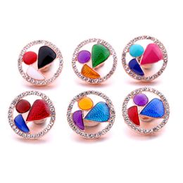 Wholesale Gold geometric Snap Button Charms Jewelry findings Crystal beads Rhinestone 18mm Metal Snaps Buttons DIY Bracelet jewellery