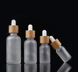 20ml 5ml Bamboo Cap Frosted Glass Dropper Bottle Liquid Reagent Pipette Bottles Eye Aromatherapy Essential Oils Perfumes