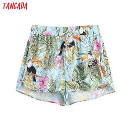 Tangada Summer Women Vintage Floral Shorts Female Retro Casual Shorts Pantalones BE694 210609
