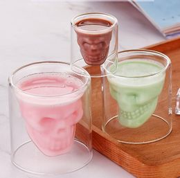 25ml 250ml Creative Bar Party Drinkware Skull Transparent Wine Glasses Shot Beer Glass Whiskey Crystal Skeleton Water Cup