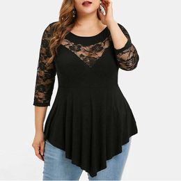 Summer Lace Blouse Women Casual Half Sleeve O Neck Shirt Fashion Ladies Tops Tunic Blouses Blusa Feminina Plus Size L-5XL 210721