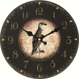 Wall Clocks Decorative Clock Flower Bird Circle Round Arab Numerals Wooden Study Office Kitchen Room Art
