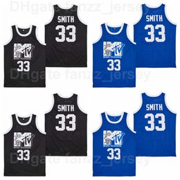 Movie Basketball Music Television #33 Will Smith Jersey MTV First Annual Rock N Jock BBall Hip Hop Breathable High School HipHop Blue Black Team Colour Good Quality