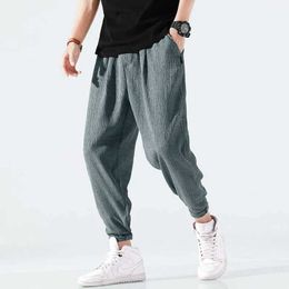 Ice Silk Ultri Thin Men's Casual Pants Men Fashion Cargo Spring Summer Harem Plus Size Ankle Trousers Loose X0723