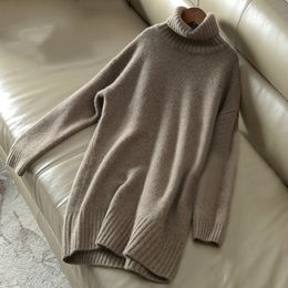Cashmere Sweater Women Turtleneck Knitted Wool Pullover Long Loose Thick Warm Fashion Casual Women's 210429
