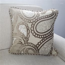 Cushion/Decorative Pillow Traditional Paisley Cut Velvet Dark Beige Knitted Decorative Case Sofa Chair Cushion Cover 45x45cm 1pc/lot