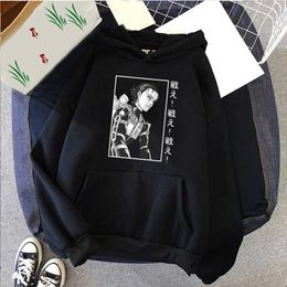 Women Hoodies Attack on Titan Unisex Pullovers Hoodies Sweatshirts Eren Jaeger Print Anime Hoody Funny Tops Y0804