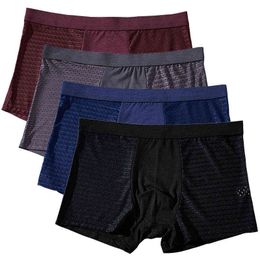 4 Pcs Boxer Men Panty Briefs Underpants Bamboo Fibre Man Underwear Male Mesh Breathable Cool Shorts Boxers Plus Size 2XL-5XL H1214