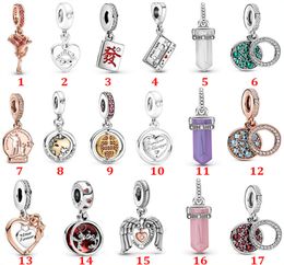 Genuine 925 Sterling Silver Fit Pandora Bracelet Charms DIY Accessories New Lucky Amulet Pendant Beads Love Heart Blue Crysta Charm For DIY Beads Charms