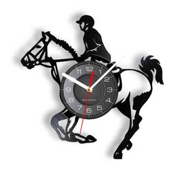 Horseback Riding Vinyl Album Record Wall Clock Equestrian Wall Art Timepieces Horseman Home Decor Equine Clock Horse Riding Gift H1230