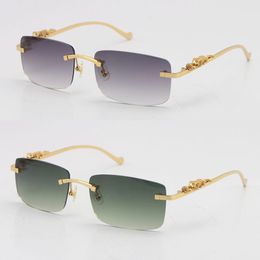Rimless Optical Metal limited edition Sunglasses Fashion High Quality Eyewear Unisex Stainless steel Golden Glasses UV400 Lens male and female Sunglasses