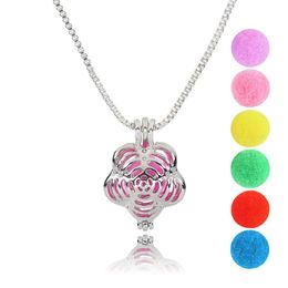 Flowers Aromatherapy Perfume Locket Aroma Diffuser Pendant Necklaces Metal Chromatic Color Balls Neck Costume Jewelry