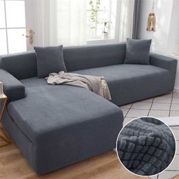 Elastic Sofa Covers Set for Living Room Chaise Lounge L Shape Corner Velvet Stretch Couch Armchair Slipcover Furniture Protector 211102