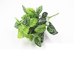 2021 Artificial Green Plants Indoor Outdoor Fake Plastic Leaf Foliage Bush Home Office Garden Flower Party Decoration