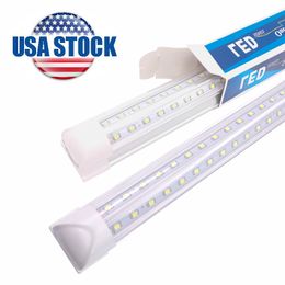 LED Tube Lighs Wholesale V Shape Integrated LED 4ft 5ft 6ft 8ft Fluorescent Fixture Cold White 6000K LEDs Double Sides Tubes 110V