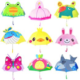 Cute Cartoon Children Umbrella Animation Creative Long-handled 3D Animal Ear Modelling Kids Umbrellas For Boys Girls Gift 18 styles
