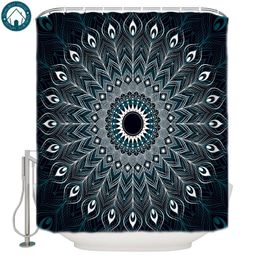 Shower Curtains Abstract Mandala Peacock Feathers Bathroom Bath Curtain Childrens Modern Floral Unique